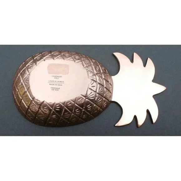 New Copper Porcelain Lined Pineapple Dip Appetizer Serving Bowl Dish 8" X 15" - Picture 3 of 3